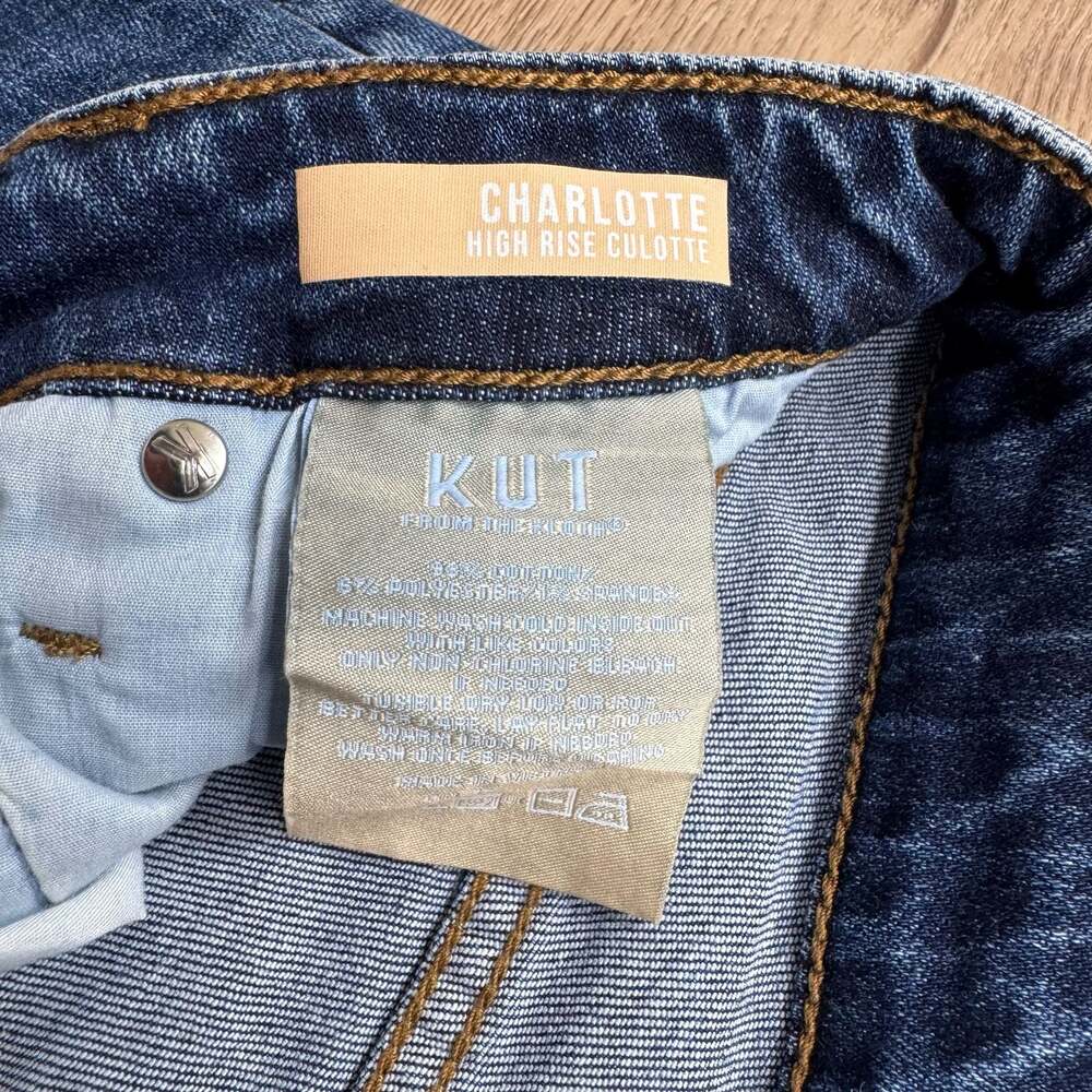 KUT from the Kloth Charlotte High Rise Culotte Jeans Wide Leg Crop 0 - Picture 7 of 7